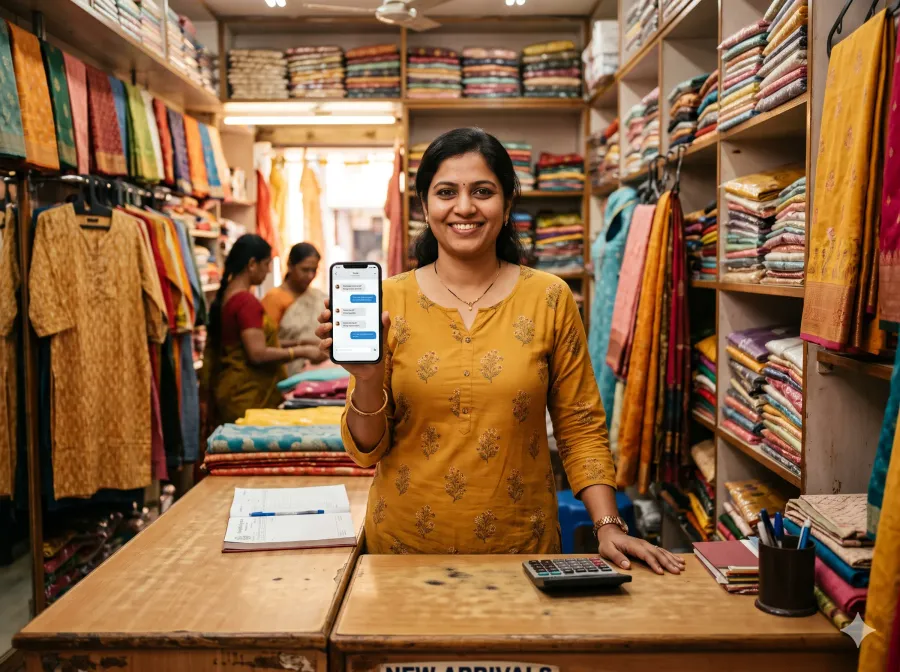 A woman managing a family business on her phone
